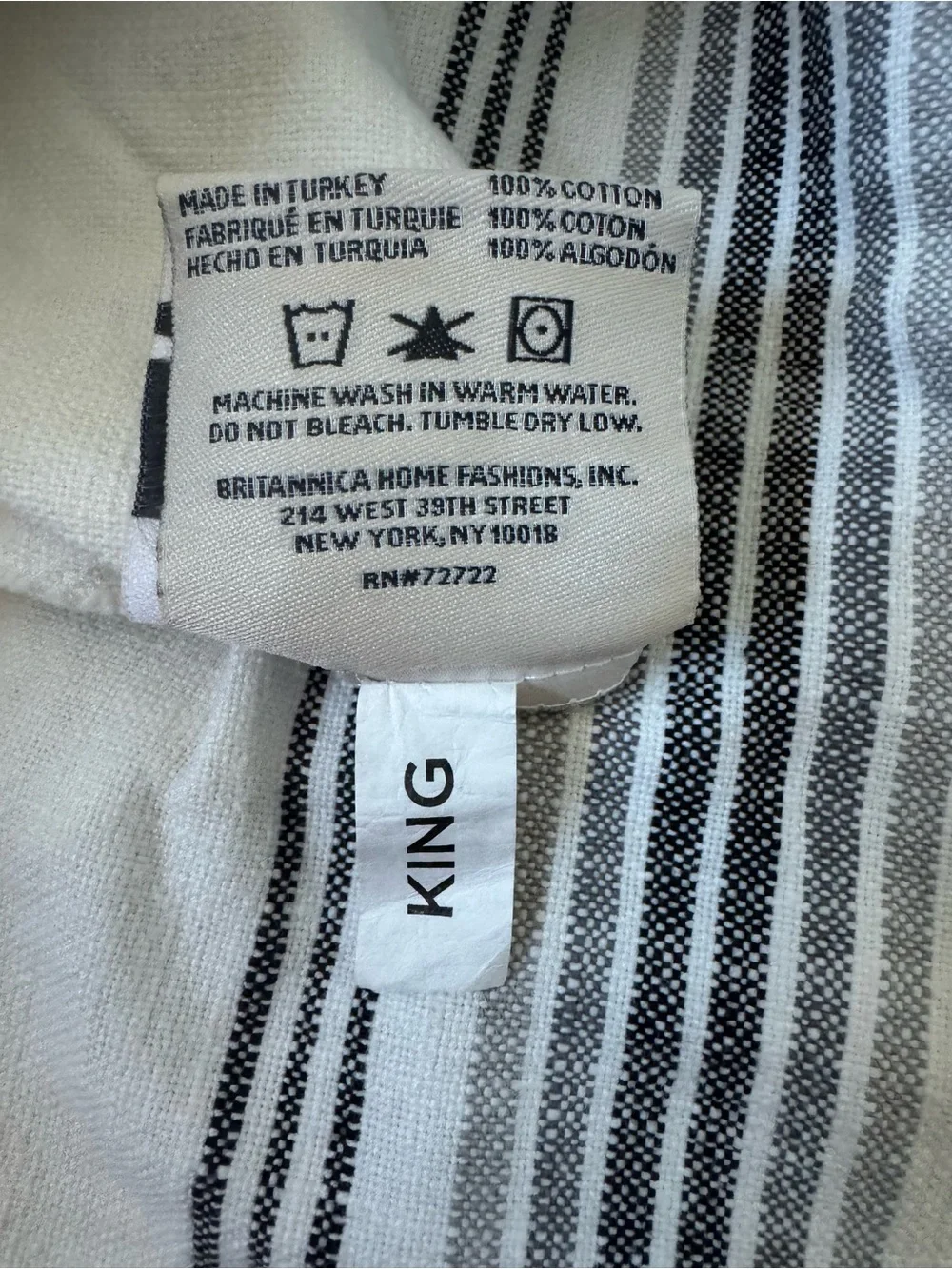 Ugg Duvet Cotton White with Grey and Black Stripe Duvet Cover King size